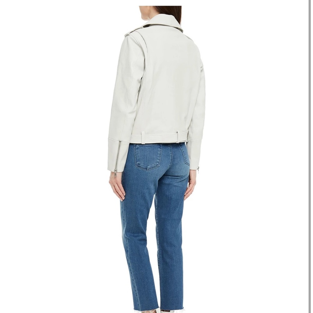 J BRAND Maysen leather biker jacket in cream - Picture 4 of 6